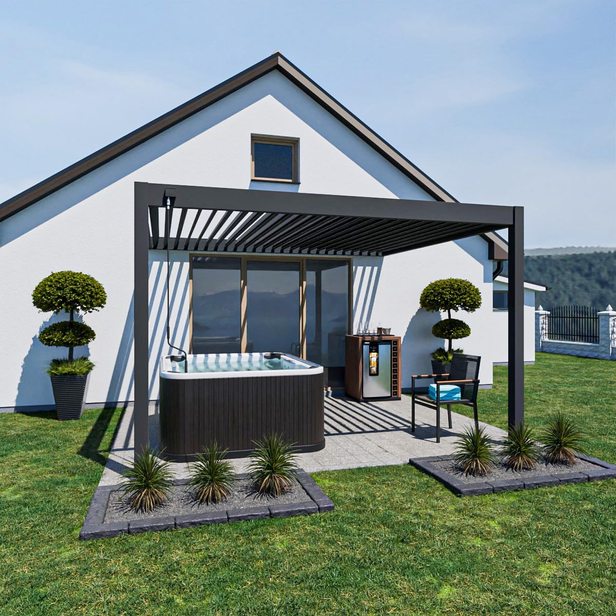 Weide Deluxe Aluminium Pergola 3,6x4 m Anthrazit Wandmontage