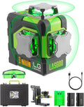 LasGoo LG-3DMAX 3x360° grüner Laser-Wasserwaage, 3D selbstnivellierend, 2 wiederaufladbare Batterien, Feinabstimmung Halterungsadapter