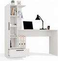 CDF Schreibtisch mit Regal Schublade 140cm 3 Einlegeböden Computertisch