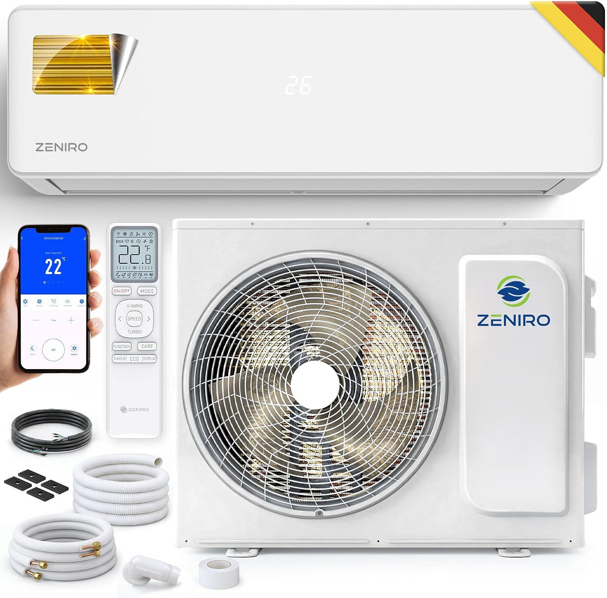 Klimaanlage Split Klimagerät Set - TURBO Cooling - 12000 BTU 3,5kW - A++ Mit Ionisator & WiFi/App-Steuerung 4D AirFlow Selbstreinigung inkl.
