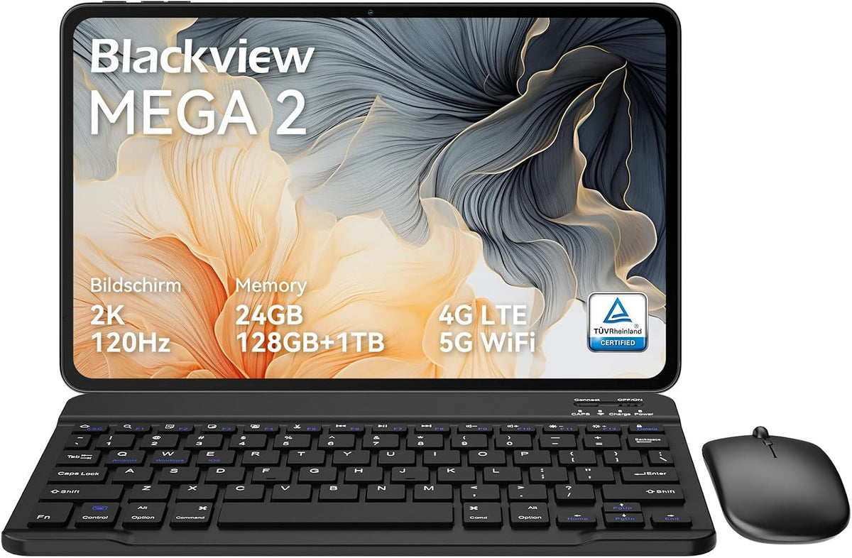 Blackview Mega2 Tablet 12 Zoll Android 15 Tablets mit Tastatur Maus Stift