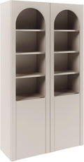 Selsey Glasvitrine Arkadia Zweiflügelige Glas Vitrine in Kaschmir Vitrinenschrank mit Glaseinsätzen 8 Glasböden & 4 Fächer Laminierte Spanplatte