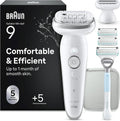 Braun Epilierer Damen Silk·épil 9, Ladyshaver, 9-141, Weiß/Silber