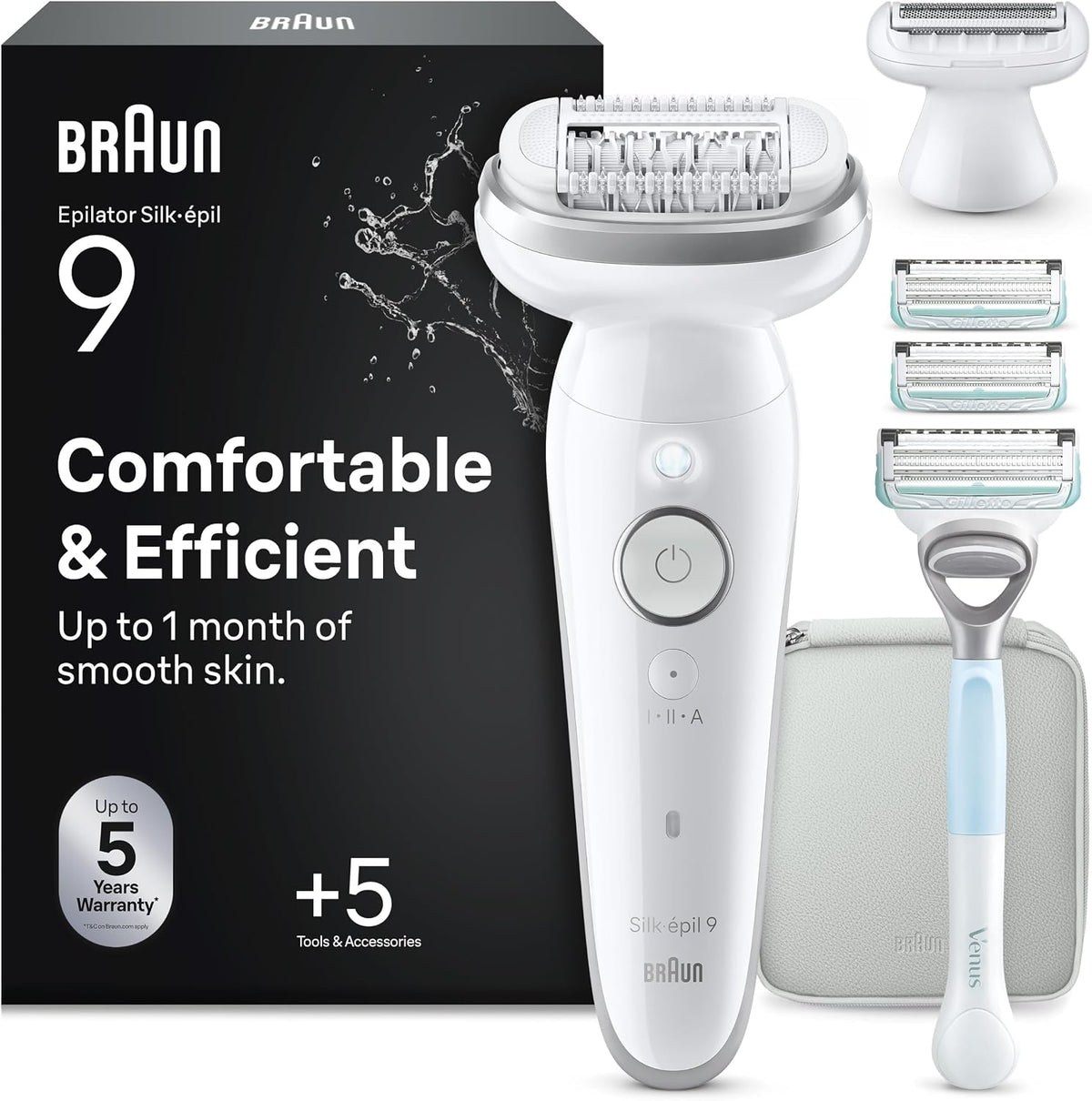 Braun Epilierer Damen Silk·épil 9, Ladyshaver, 9-141, Weiß/Silber