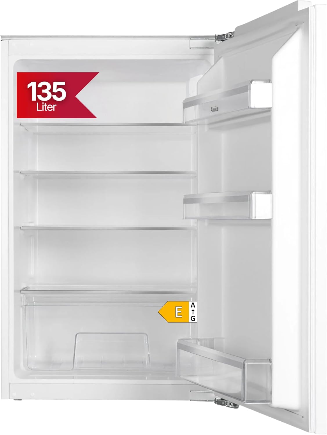 Amica Einbau‑Vollraum‑Kühlschrank Festtür‑Technik 880 mm Nische elektronische Steuerung Inverter‑Motor LED Beleuchtung 87,1 x 54 x 54 cm