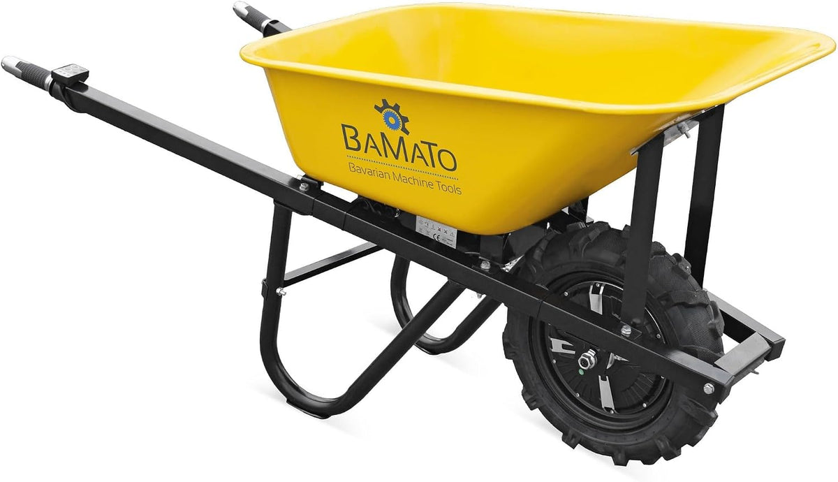 BAMATO elektrische Schubkarre MTR-150, leistungsstarker 500W Elektromotor, Tragkraft 150 kg, Fassungsvermögen 75 Liter, Schubwagen Elektro