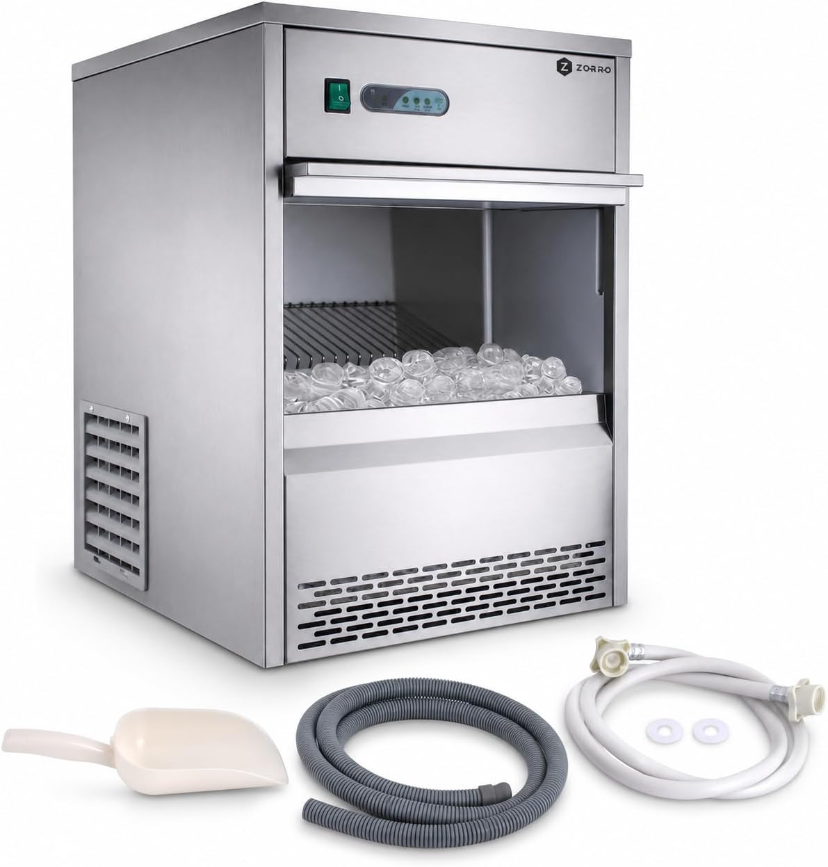 ZORRO, Gastro 25kg/24h- Eiswürfelmaschine mit Edelstahlgehäuse, Eiswürfelbereiter ZEB 25 ECO