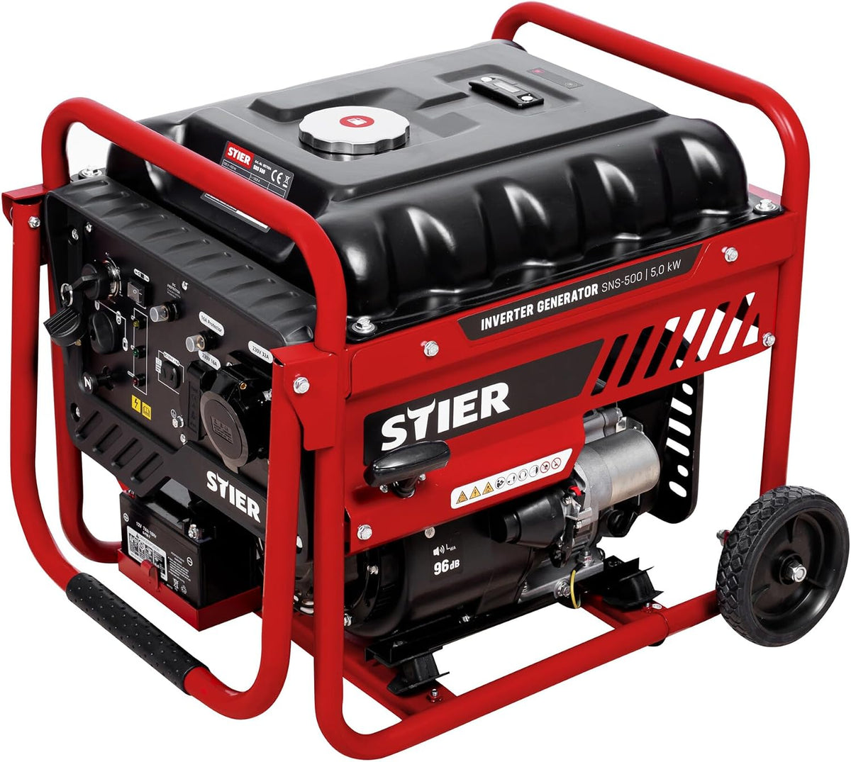 STIER Inverter Stromerzeuger SNS-500 5,0 kW 75 dB(A), für den Außenbereich, Stromgerenator Benzin, Notstrommaggregat, wartungsarm, kompakt