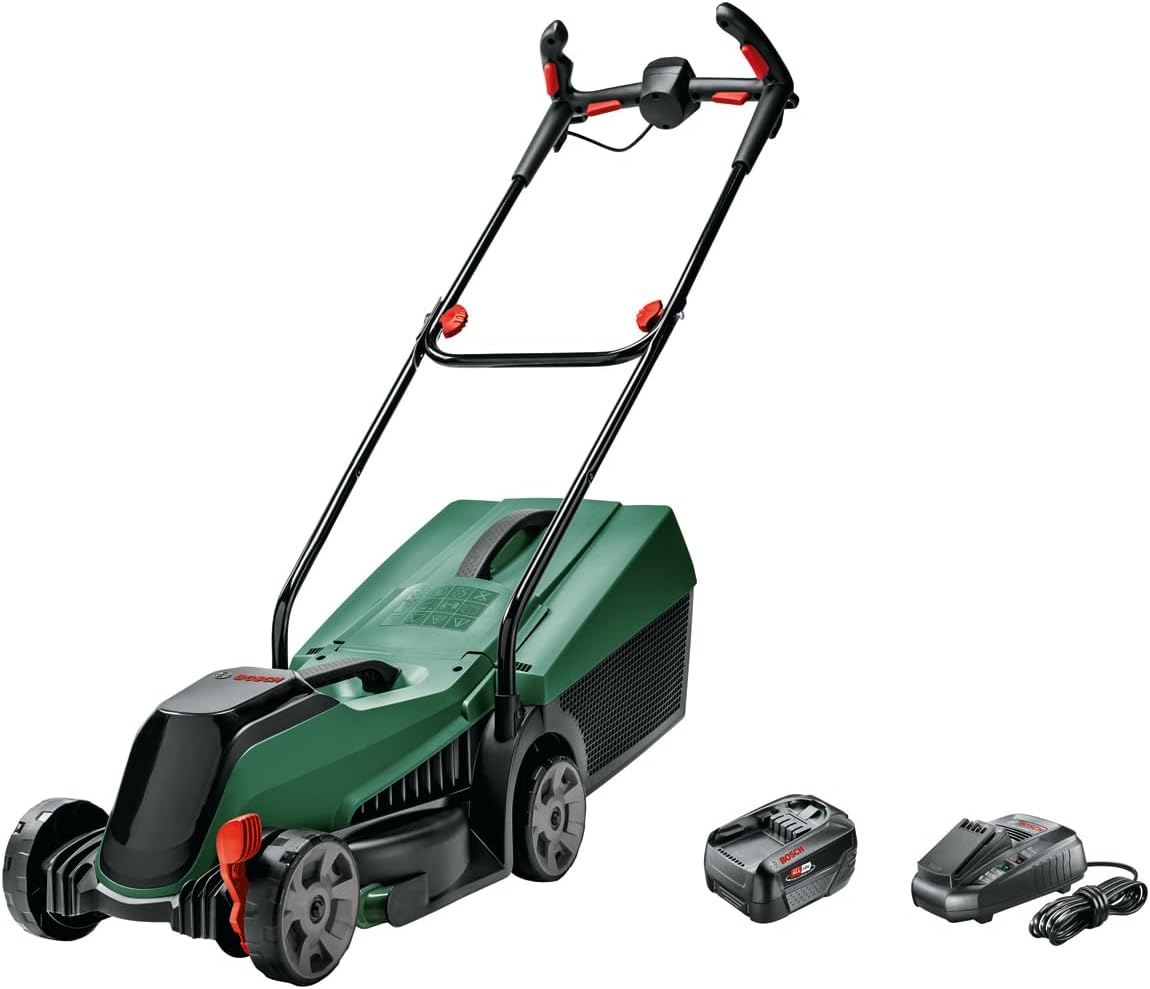 Bosch Akku-Rasenmäher CityMower 18V-32 (18 Volt, 1x Akku 4 Ah, Schnittbreite 32 cm, bürstenloser Motor, Rasenflächen bis 300 m², in Kartonverpackung)