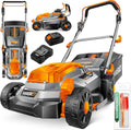 MASKO Akku Rasenmäher mit Mulchfunktion, Akku Li-Ion Batterie 4Ah & Ladegerät Rasentrimmer 33cm Schnitt-Breite 5X Höhenverstellbar 30L Fangkorb