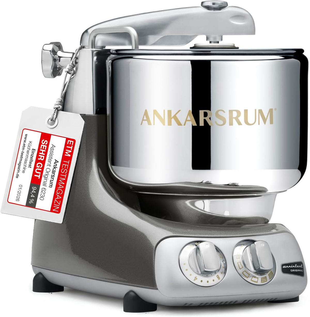 Ankarsrum Assistent Original 6230 Küchenmaschine, Black Chrome