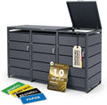 ALBATROS Mülltonnenbox 3er, 120-240L, Metall RAL7016, abschließbar