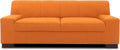 DOMO. collection Sofa Norma, 2-Sitzer Couch, 194 x 85 x 74 cm (BxTxH), 2er Polster-Garnitur mit Holzfüßen, Feinstoff orange