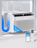 Midea 8,000 BTU U Shaped Smart Inverter Window Air Conditioner, Cools 350 Sq Ft, Ultra Quiet with Open Window Operation, 37% Energy Savings