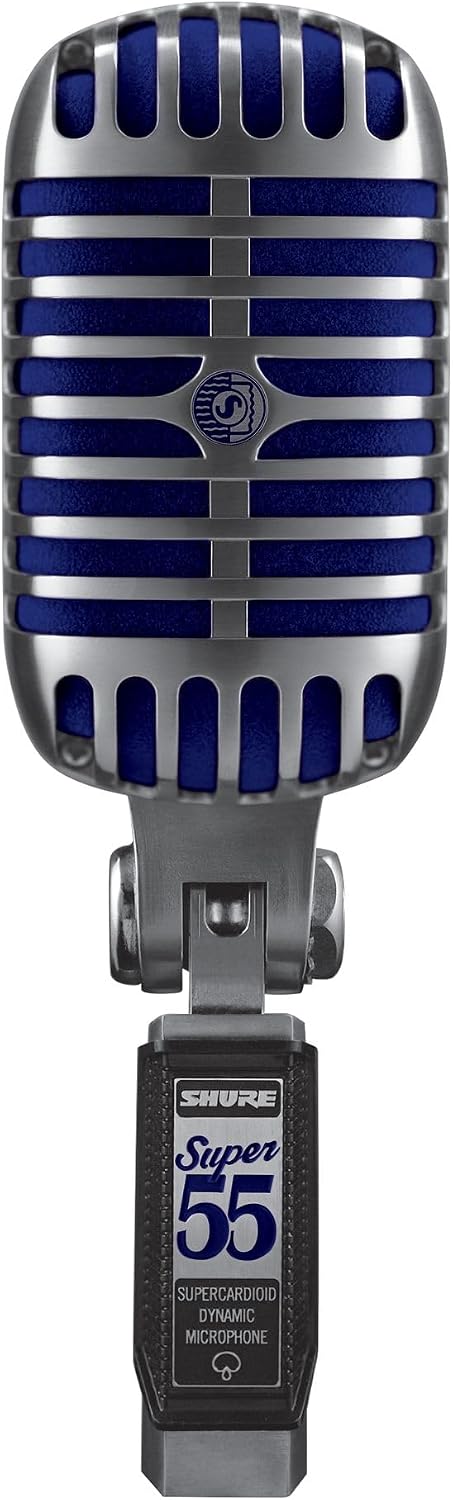 Shure Super 55 Deluxe Vocal Microfon, Vintage Supercardioid Dynamic Unidyne Mic, legendärer Look, klassisches Sound, robustes Die -Cast