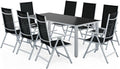 Casaria Gartenmöbel Set 8 Stühle mit Tisch 190x90cm Aluminium Sicherheitsglas Wetterfest Klappbar Modern Terrasse Balkon Möbel Sitzgruppe Garnitur