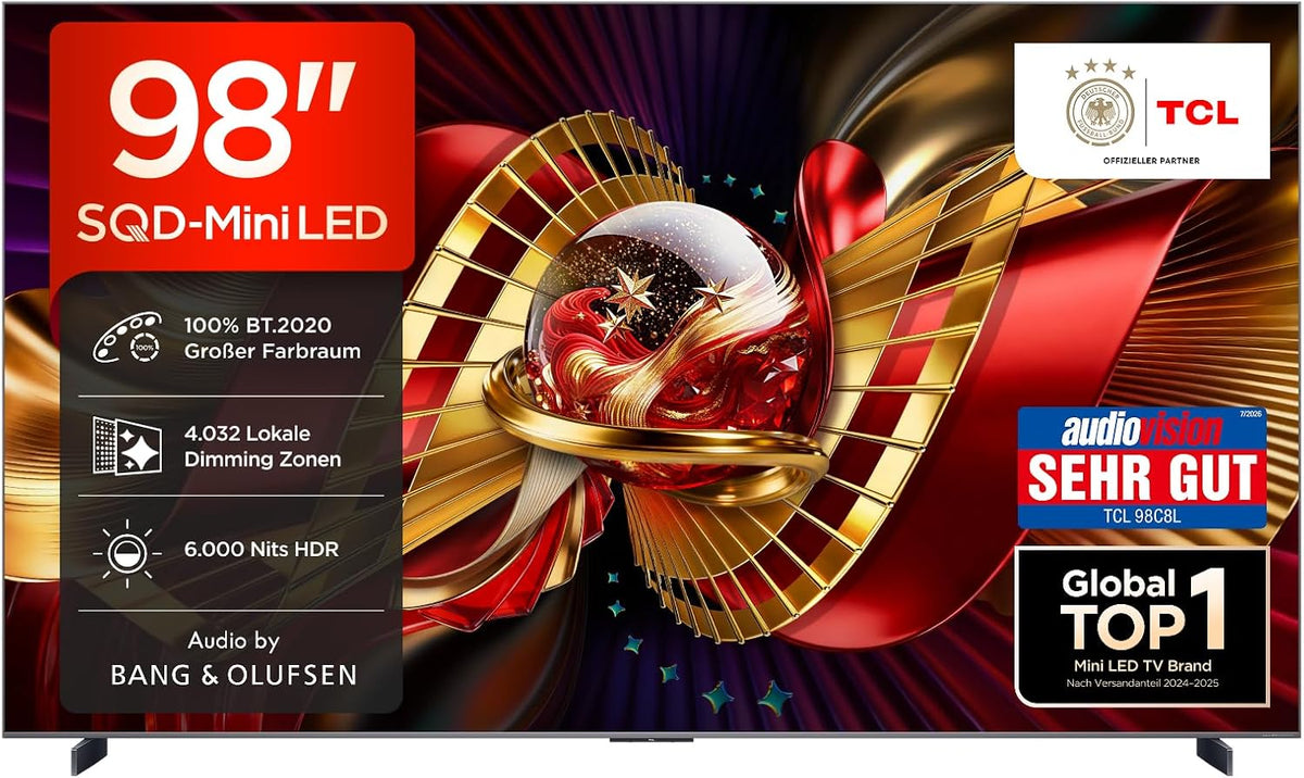 TCL 98C8L SQD-Mini LED 98 Zoll Fernseher, HDR10+, 4K Smart TV, Google TV