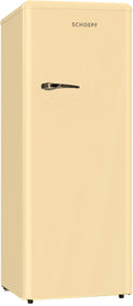 SCHOEPF, RKS245 Vollraum-Kühlschrank 145,6 cm, 238 L, 40 dB, Retro Design, LED-Beleuchtung, Höhenverst. Füße, Freistehend, Vintage Look