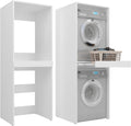 Waschmaschinenschrank Luna für Waschmaschine Trockner Badezimmerregal 183,7x65x66 cm Ausziehbarer Regalboden Waschmaschinenüberbau Hochkant 18mm