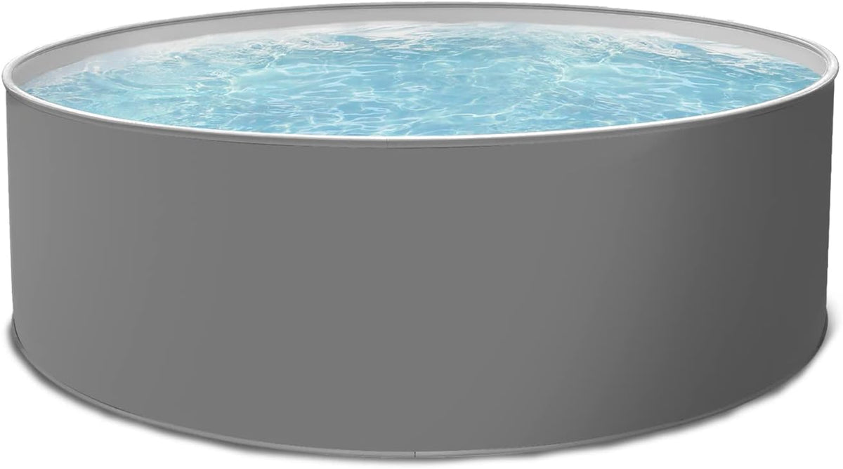 Paradies Pool Griza Komplettset Platin rund, 450x120cm (Ø x H), Poolfolie in grau 0,8mm, inkl. Skimmer Set Leiter Pumpe Filteranlage, Handlauf