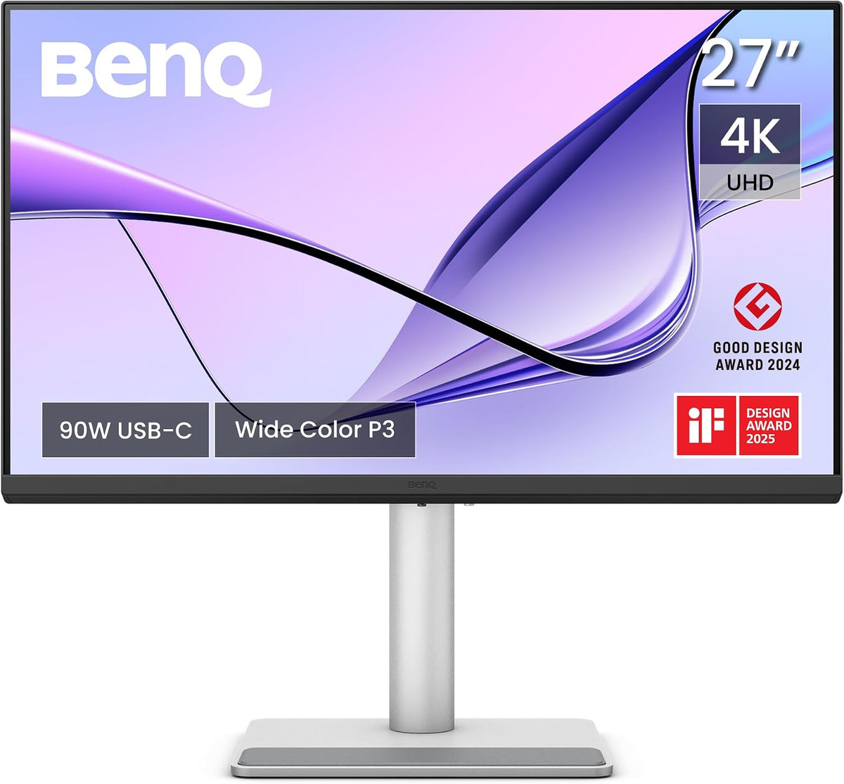 BenQ MA270U 27 Zoll 4K 3840x2160 Monitor für MacBook Pro/Air, 90W-Stromversorgung, P3-Farbraum, Dual USB-C, Mac Color Match, USB-Hub