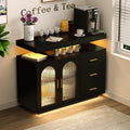 FREDEES Küchenschrank mit RGB-Licht & Ladefunktion, Schwarz