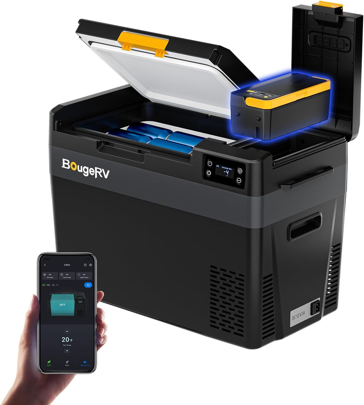 BougeRV Kompressor Kühlbox CRX3 28L, mit 240Wh Akku, bis -20℃ App-Steuerung