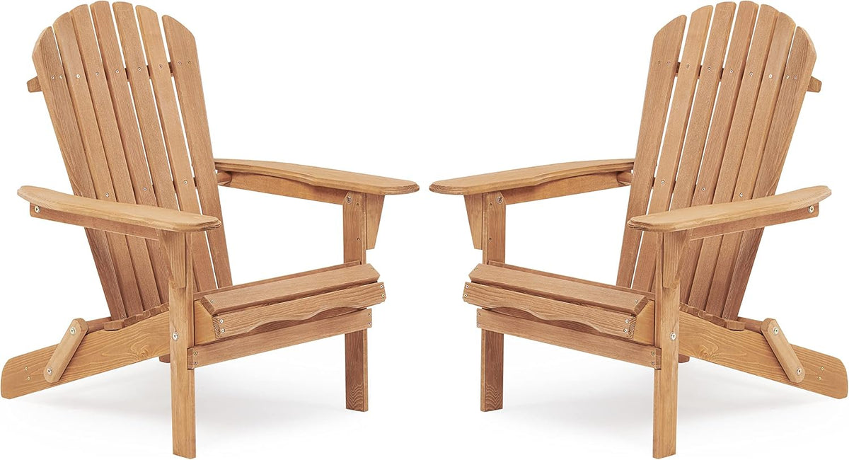 SoliWood Adirondack Stuhl aus Holz 2er-Set, Wetterfester Gartenstuhl mit Breiten Armlehnen