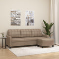 ZEYUAN 3-Sitzer-Sofa mit Hocker Cappuccino-Braun 180 cm Kunstleder, Sofa Für Schlafzimmer, Sofa Wohnzimmer, Jugendsofa, Relaxsofa, Sofas & Couches