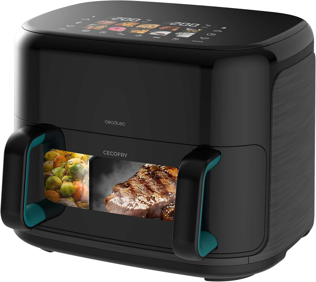 Cecotec Heißluftfritteuse ohne Öl, Air Fryer Cecofry&Grill Smokin'Prime 10000. 2800W, Grill, 10L, 40-200°C, Doppelwiderstand, Integrierter Smoker