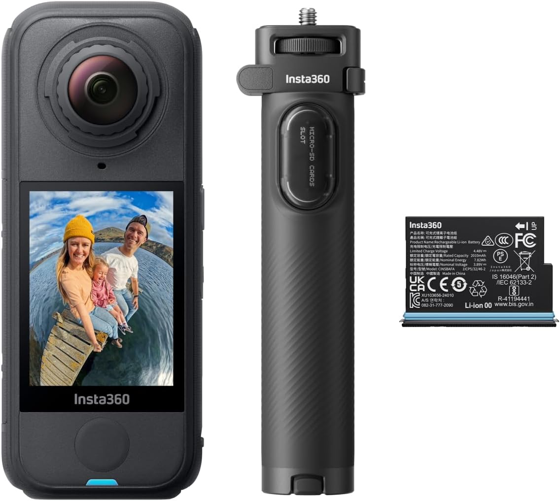 Insta360 X4 Air Reise-Bundle, 165 g leichte 8K 360°-Kamera, Unsichtbarer Selfie-Stick, Wechsel-Linsen, Erst aufnehmen & dann ausrichten