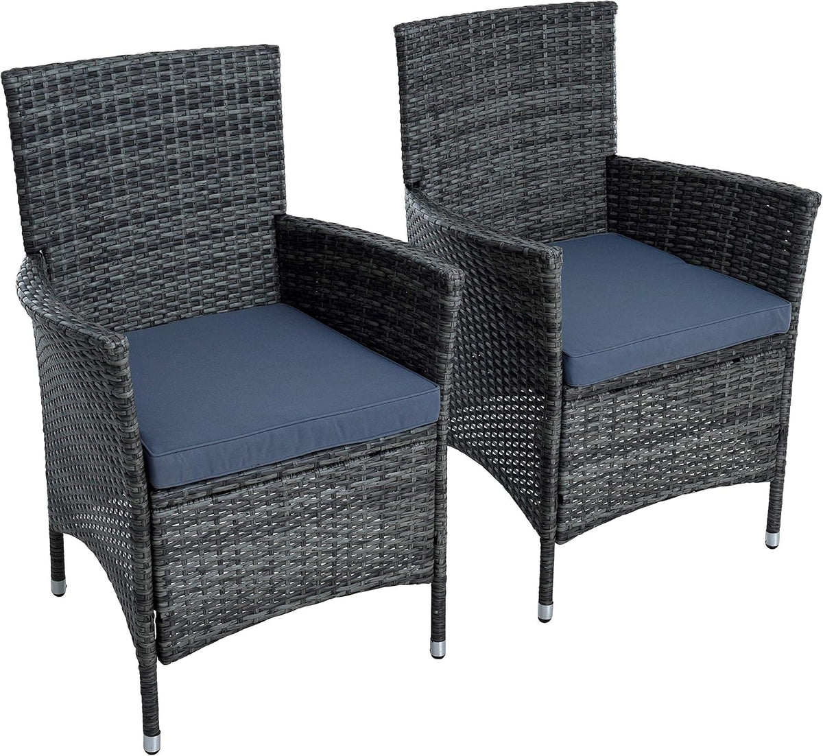 ESTEXO Polyrattan Gartenstuhl Set 2er Stuhlset Rattan Stuhl Garten Sessel Rattanstühle Balkonstühle Terrassenstühle Outdoor Stühle Balkonsessel