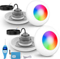 LyLmLe LED Poolscheinwerfer mit Außengewinde 2', 15W RGB Poolbeleuchtung mit Controller & Fernbedienung, Ø190mm, 2 Set