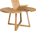 Esstisch Moby (rund, ausziehbar) • Tisch mit gekreuzten Beinen • Massivholz (Eiche) • Eiche Natur • Runder Ausziehtisch (120-160 x 120 x 75 cm)