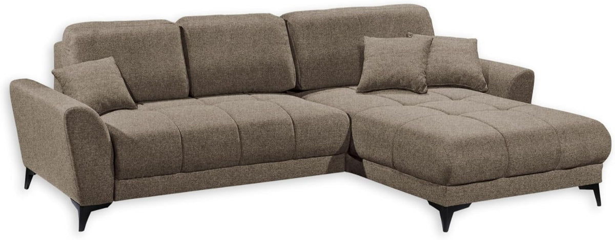 Stella Trading Bern Ecksofa mit Schlaffunktion in Espresso, 281 x 91 x 189 cm (B/H/T), Moderne Eckcouch in L-Form mit Bettkasten