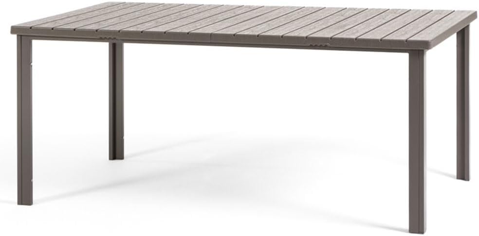 SIEDITI FUORI E DENTRO Gartentisch 180x90 cm, für Garten, Terrasse oder Balkon (Braungrau)