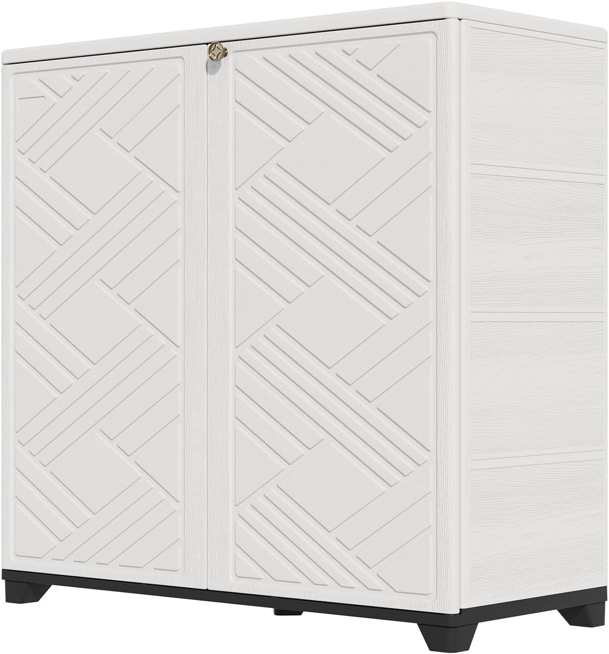 HOMSPARK Aufbewahrungsschrank für den Innen- und Außenbereich, mit Türen und 1 Regal, 86,4 x 38,1 x 86,4 cm, Aufbewahrungsbox für Terrasse, Garten