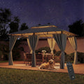 JUMMICO Garten Pavillon 3x4 Wasserdicht Stabil Winterfest, mit Beleuchtung