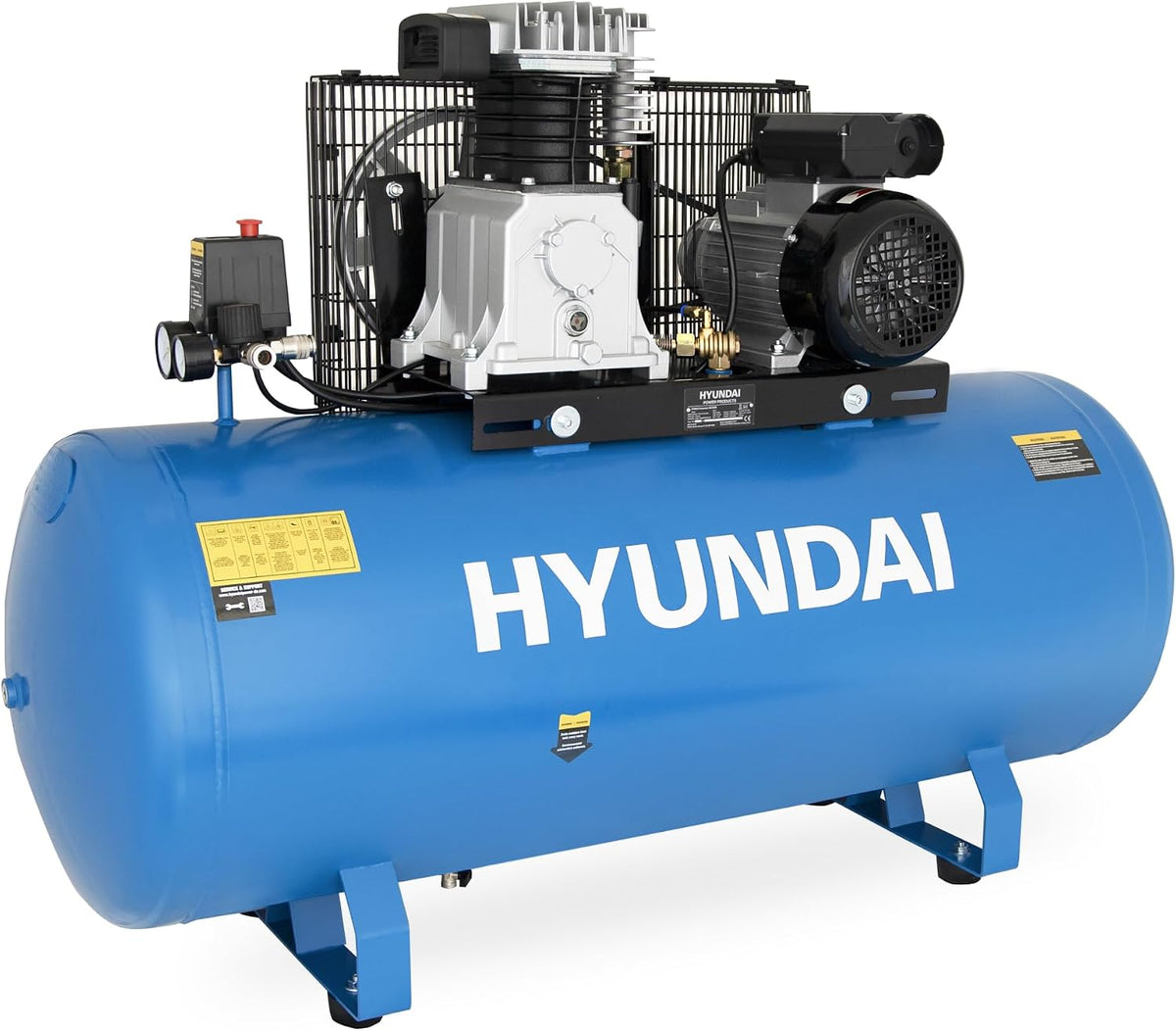 HYUNDAI Kolbenkompressor BAC3200E, Druckluft-Kompressor mit 3 PS (2.2 kW), 200 l Kessel, 230 V, max. Abgabeleistung 250 l/min, 10 bar