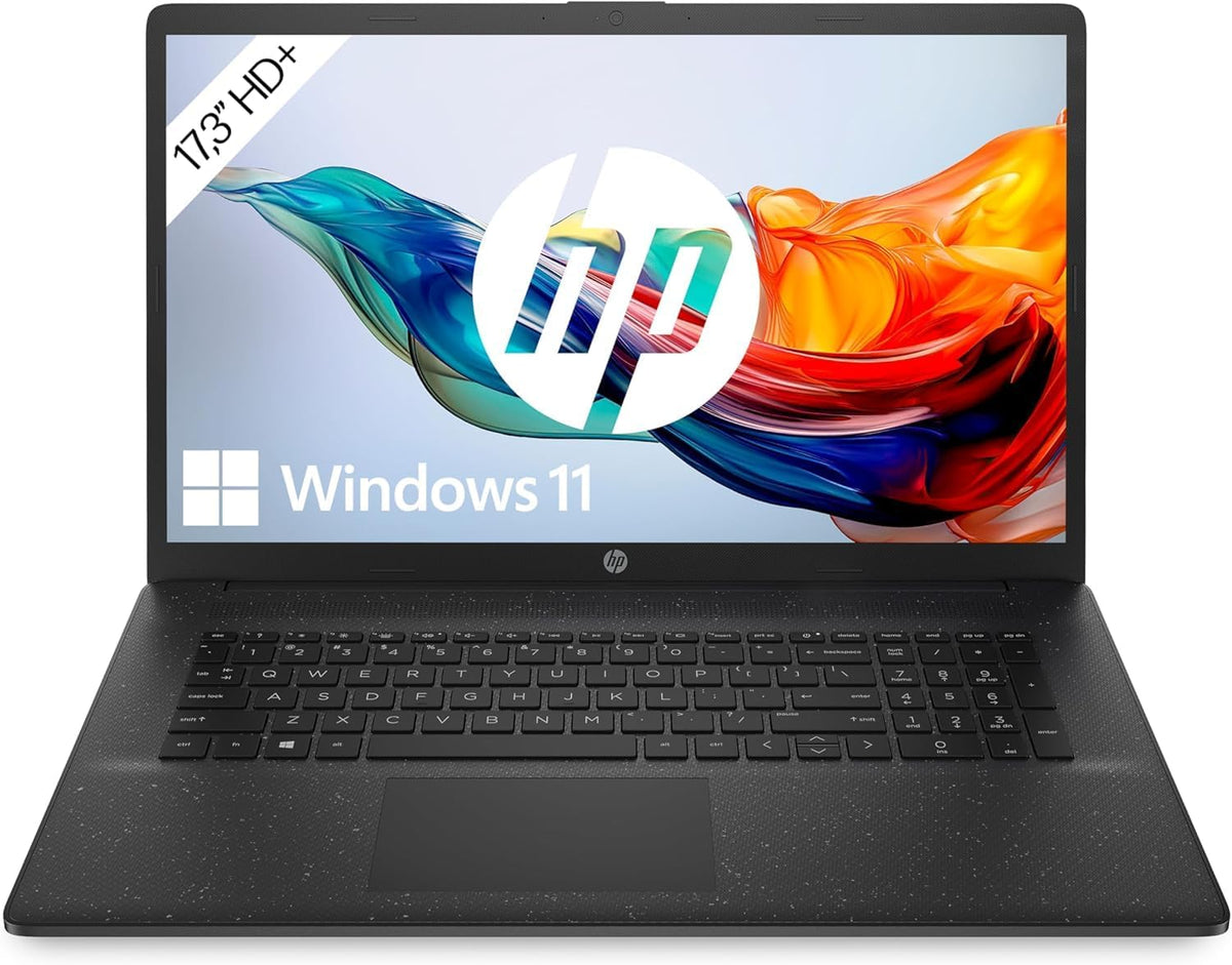 HP Laptop mit 17,3' HD+ Display, Intel Celeron N4120, 8 GB DDR4 RAM, 256 GB SSD, Intel UHD-Grafik, Windows 11, QWERTZ Tastatur, Schwarz