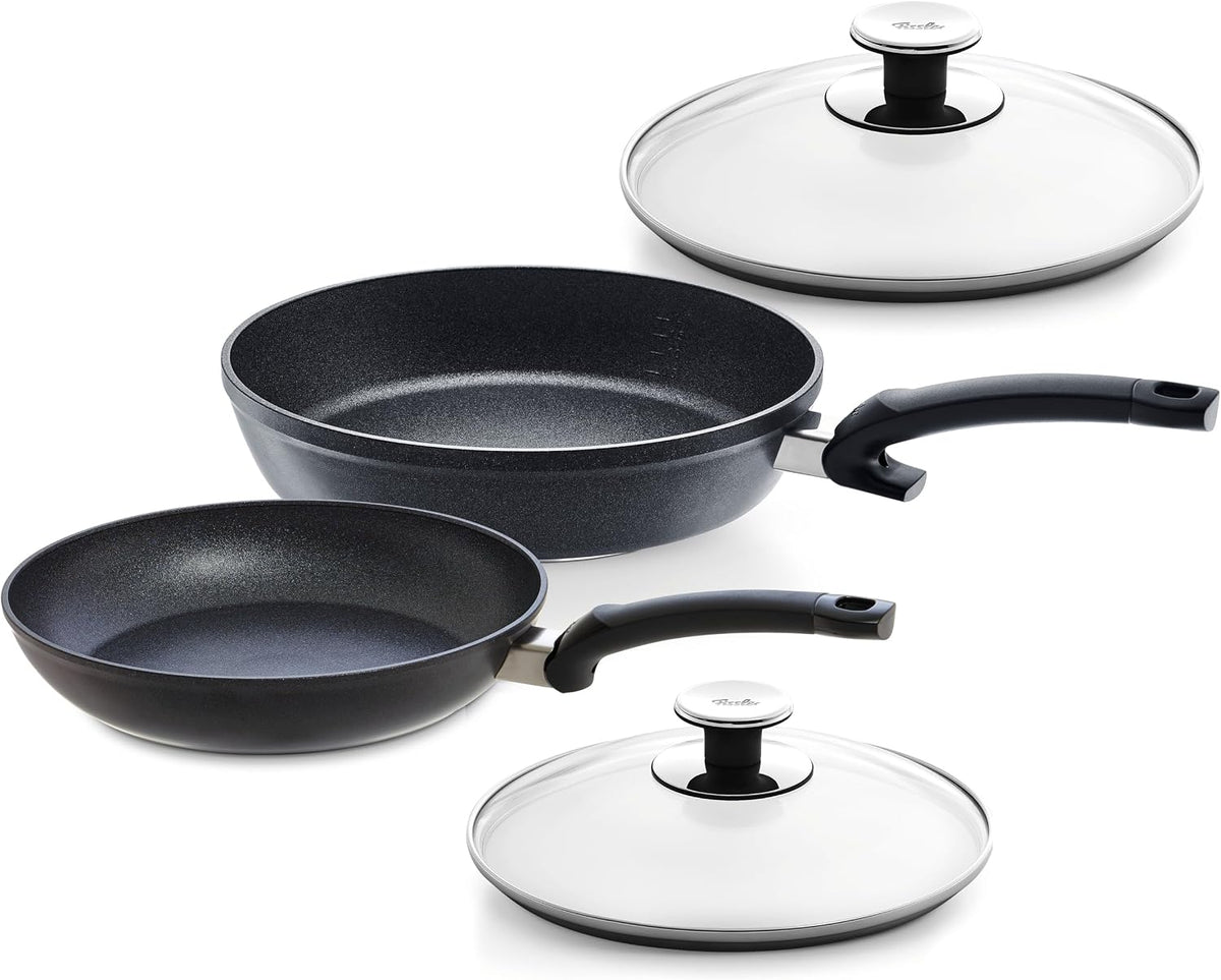 Fissler Adamant Comfort+Classic Pfannen-Set 2-teilig (24 + 28 cm) inkl. Glasdeckel, kratzfeste Antihaft-Pfannen mit Cookstar Boden, Made in Germany