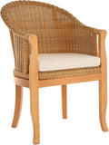 korb.outlet Rattan-Sessel mit Holzbeinen, Sessel aus echtem Rattan, mit Polster), Rattanstuhl Club (Honig, Dunkel