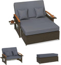 LIFEZEAL Rattan Gartenlounge Set, Outdoor Sofa mit Stauraum, Gartensofa mit Liegefunktion, Loungemöbel 2 Personen für Garten, Lounge Möbel Outdoor