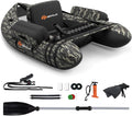 GOPLUS Bellyboot, Pumpe, Belly Boat bis 150 kg belastbar, 135 x 109 x 54 cm, aufblasbares Schlauchboot zum Angeln mit Alu Paddel, Flossen, Fischlineal