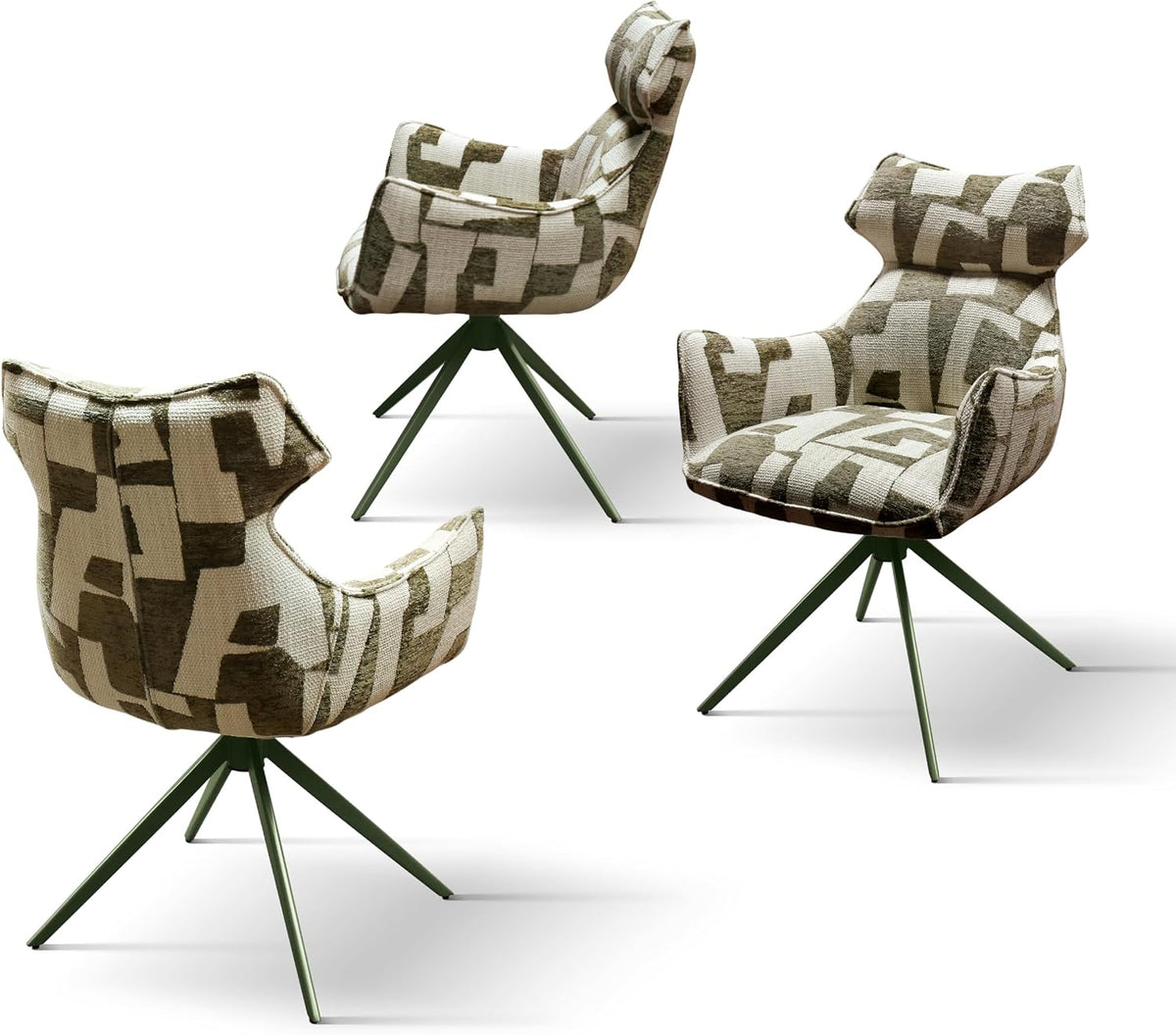 PAZZO DESIGN Gepolsterter Drehsessel Ornella mit Kopfstütze und Armlehnen, 1er-Set, mehrfarbig, Stoffsessel, Entspannung, Lesen, bequem, Metallbeine