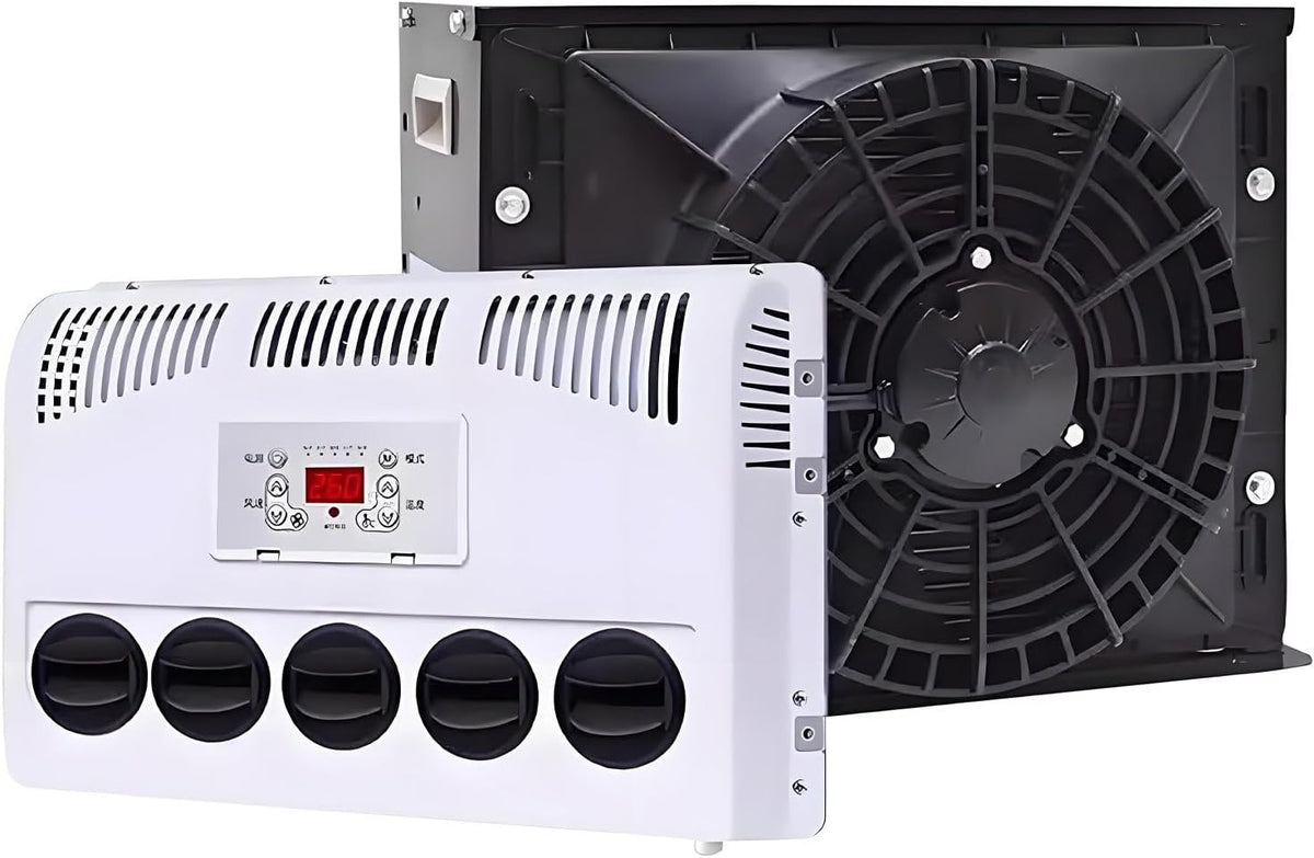 Elektrische Klimaanlage 12V/24V Käfig-Design Universal 12V/24V für LKW Wohnmobil Van Elektrische Klimaanlage,12V-Black