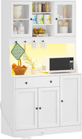 KIMENICH Küchenschrank mit Arbeitsplatte, 103.5 * 40 * 180 cm, Sideboard mit LED, Buffetschrank mit Schubladen, Steckdose, Verstellbaren Ablagen, Weiß