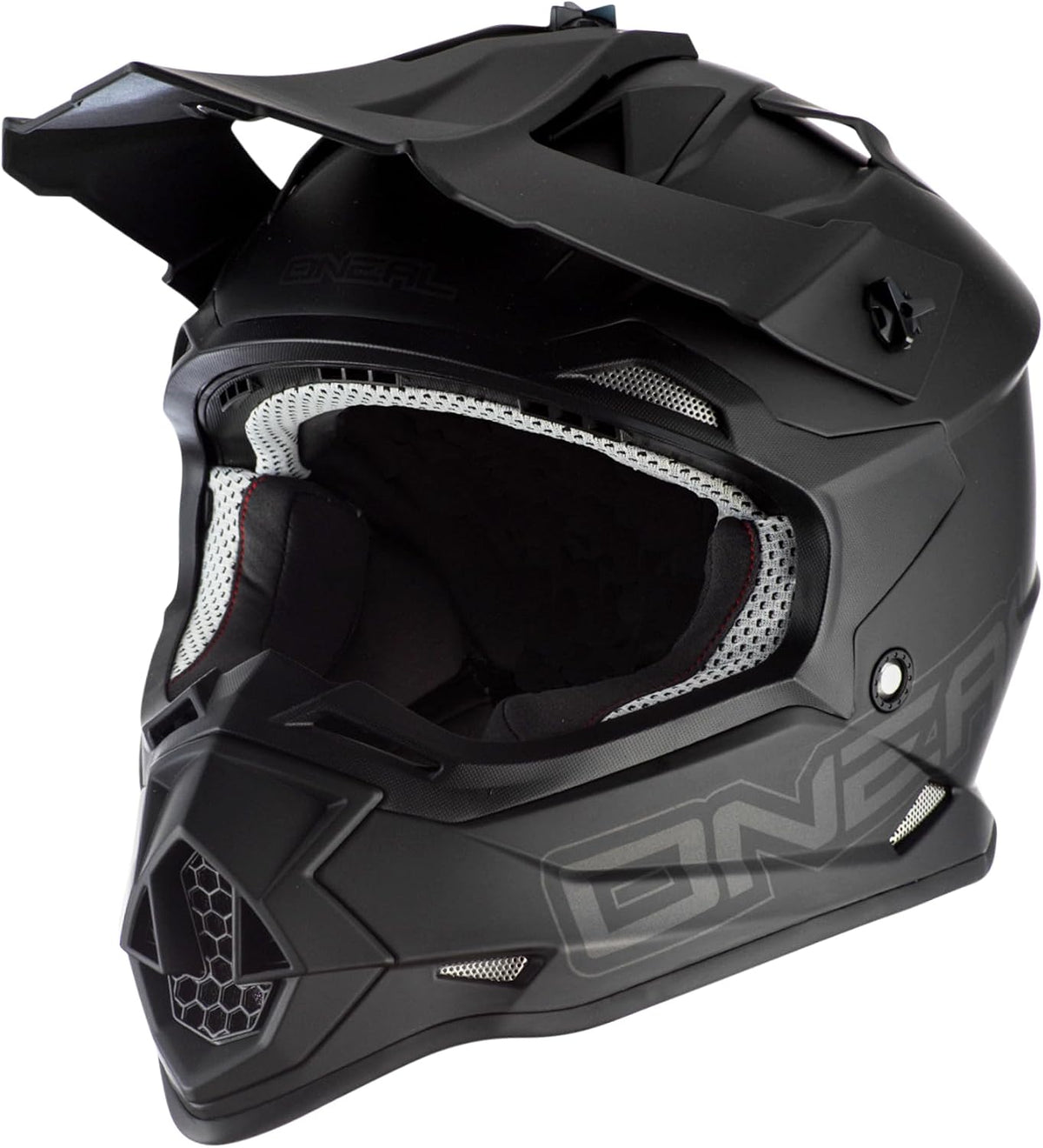 O'NEAL, 2SRS Helmet Flat V.23, Größe S (55/56 cm), Lüftungsöffnungen für optimale Kühlung, Motocross-Helm, MX Enduro, ABS-Schale, Erwachsene, Schwarz