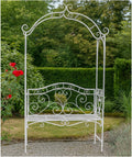 HTI living Romantische Gartenbank mit Rosenbogen aus Metall Celia Rankhilfe Metall nostalgisch Weiß