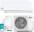 COSTWAY 20K Dual 2 Zone Mini Split AC/Heating System, 208/230V (Blast Pro Series), Line Set Included, SEER2